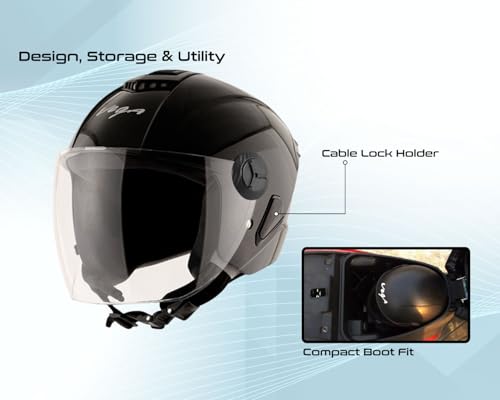 Image of Vega Aster Dx ISI Certified Full Face Motorcycle Helmet with Durable ABS Outer Shell High Density EPS Liner Scratch Resistant Visor Quick Release Buckle Comfortable Inner Padding Black Helmet-L