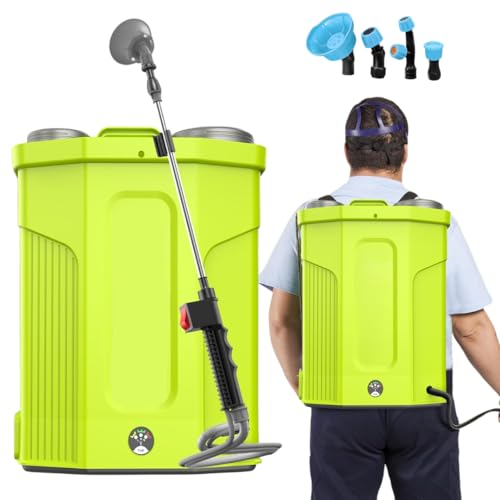 Pulverizador a Batería 16L | 4 Boquillas Intercambiables | Lanza Extensible | Batería de Larga Duración | Mochila Pulverizadora Eléctrica para Herbicidas, Fertilizantes y Jardinería