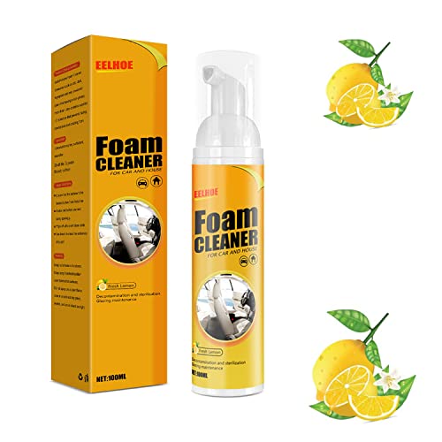 ZBTOP 150 ML Multi-Functional Foam Cleaner for Car and House Lemon Flavor, Cleaning Spray Supplies Strong Decontamination, Car Interior Ceiling Leather Seat Cleaner Foam for Car House (150ML) Cover