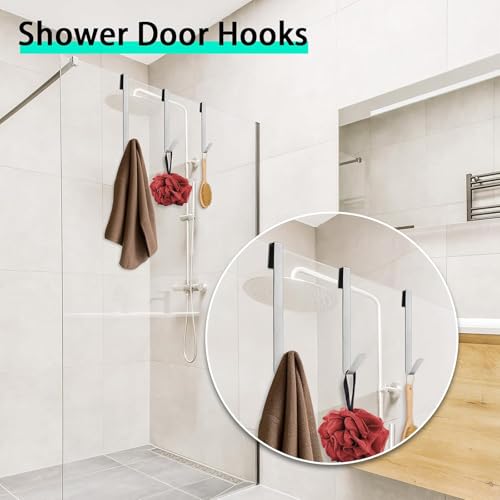 FYHJTRT 4 Pack 10 in Shower Door Hooks,Over The Door Towel Hooks for Frameless Glass Door,Drilling Free Bathroom Organizer by FYHJTRT - Image 7