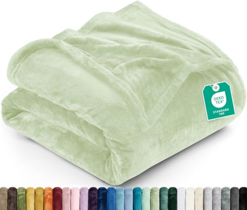 Image of Utopia Bedding Soft Fleece Bed Blanket Queen Size Sage Green (90x90 Inch)