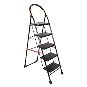 OBBO Milano 5 Step Folding Ladder with Wide Steps Black