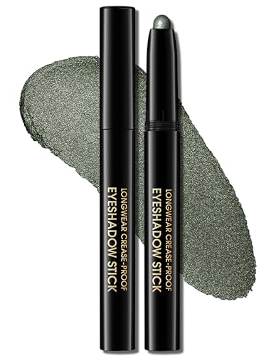 Erinde Bottle Green Pailleté Crayon à Paupières, Longue Tenue Waterproof, Formule Crémeuse, Bâton d'ombre à paupières High Pigmentes, Effet Lumière Instantané