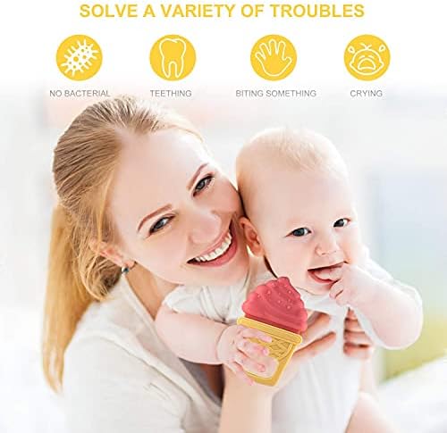 Baby Teething Toys (4 Pack), Olele Baby Chew Toys, BPA-Free Baby Teething Toy for Babies 0-6 Months. Natural Organic Freezer Safe Specialized Teether Toys for Toddlers, Relief Gingival Pain.