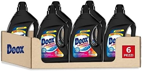 Deox - Detersivo Lavatrice Liquido Colorati e Scuri, 180 Lavaggi, Smacchia e Ravviva i Colori, con Tecnologia Anti-Transfer, 1500ml x 6 Confezioni