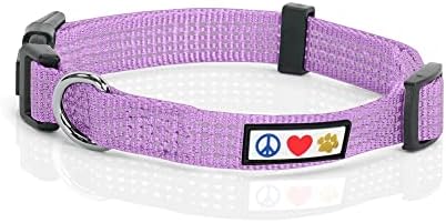 Pawtitas Reflective Dog Collar with Stitching Reflective Thread | Reflective Dog Collar with Buckle Adjustable and Better Training Great Collar for Medium Dogs - Orchid Collar
