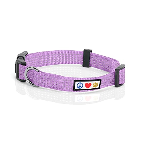Pawtitas Reflective Dog Collar With Stitching Reflective Thread | Reflective Dog Collar With Buckle Adjustable And Better Training Great Collar For Medium Dogs - Orchid Collar #TOP22