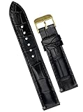 vinacreations 19mm Black Leather Watch Band Quick Release Handmade Leather Strap Croc Replacement Wristband for Men Stainless Steel Buckle, Christmas Father's Day Gift for Dad Son Husband DH-01G-19MM