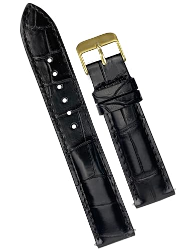 vinacreations 20mm Black Leather Watch Band Quick Release Handmade Leather