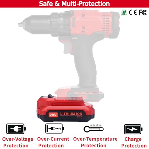 Image of Tulepowceeng 2 Pack 20V 3.0Ah Lithium Replacement Battery Compatible with Craftsman 20v V20 Cordless Power Tools, Replacement for V20 20V Battery CMCB202 CMCB201 CMCB204 CMCB206