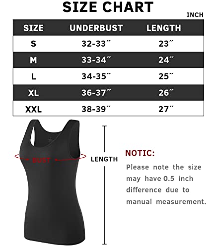 Rosyline Stretch Tank Top For Women Basic Undershirt Slim-Fit 4 Pack Black/White/Black/Grey S #TOP4