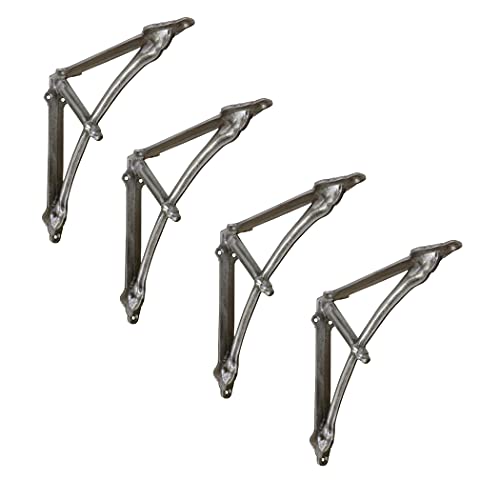 NACH Decorative Shelf Brackets, 4 Pack of 4.8 x 1.2 x 4.8 inch, Antique Metal, Cast Iron Wall Shelf Brackets - Metal Brackets for Shelves - Half Round Support Arm Brackets