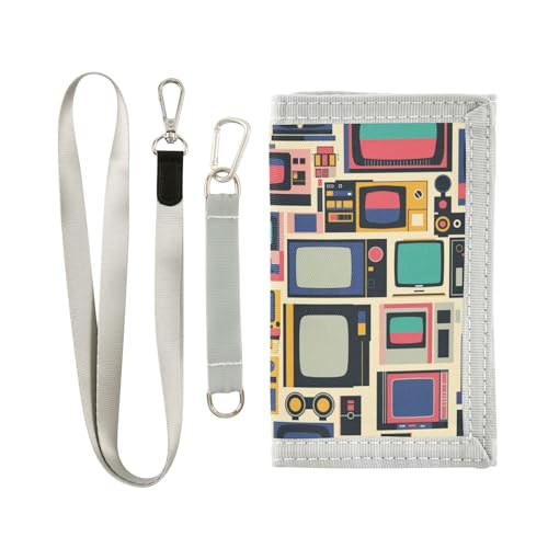 Yoogain Vintage Elements - Cartera colorida de los años 90 para hombre y mujer con cordón, Elementos vintage de los años 90 coloridos, 1 size, Moda