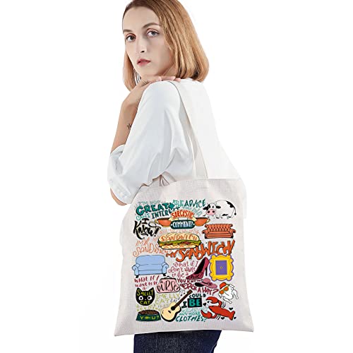 BWKTOP Friend TV Show Tote Bag - Character Fans Gift Themed Bag For Women & Girls, Sandwich Size, Sandwich Tg, 14" x 12" x 0.47" - Image 3