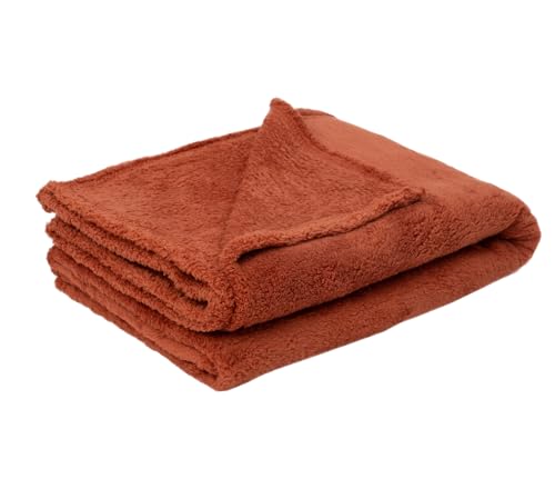 ENGLISH HOME Kuscheldecke, Flauschig Decke, Flanell Fleecedecke, Warm Wolldecke, Weich Sofadecke, Hochwertige Couchdecke, Damen, Softy, Terracotta, 130x170 cm