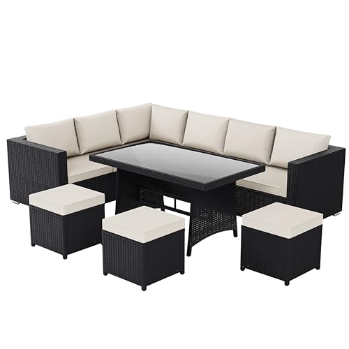 Garden Vida Belgrave 9 Seater Rattan Set - Black - Complete Outdoor Garden Dining Table Set - Steel Frame & PE Wicker - UKFR Certified, Weather Resistant, Tempered Glass, With Cushions 8 Garden Vida Belgrave 9 Seater Rattan Set - Black - Complete Outdoor Garden Dining Table Set - Steel Frame & PE Wicker - UKFR Certified, Weather Resistant, Tempered Glass, With Cushions - Image 8