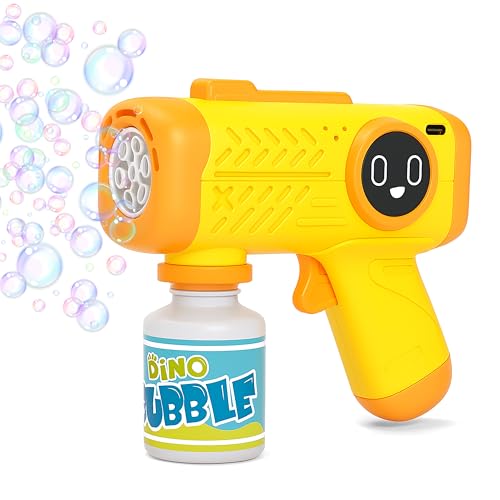Image of VGRASSP Rechargeable Bubble Maker Toy Gun for Kids with Soap Solution Bottle, Type-C Charging Cable and Lights - Indoor and Outdoor Bubble Machine Toy Gift - Color As Per Stock