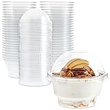 Vasos de helado y yogur de plástico transparente con tapas de cúpula (5 onzas, paquete de 50)