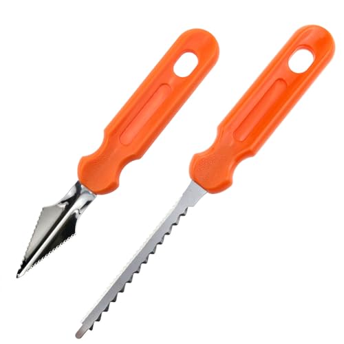 PIYANYO pumpkin carving knives Stainless Steel double-sided saw knife and scoring tool DIY Carving pottery and Clay Carving kit for Halloween and Christmas 2pcs
