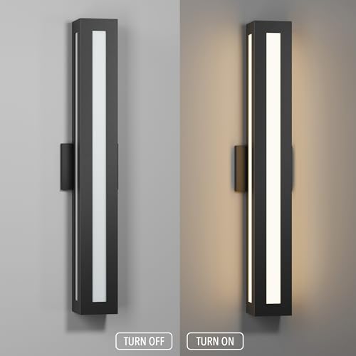 Caiselee 30 Inch Long LED Outdoor Wall Lights, 3000K Square Tube Modern Exterior Lighting Fixtures with Milk Glass Shade, Waterproof Matte Black Outside Wall Sconce Lights for Porch House Garage Patio by Caiselee - Image 7