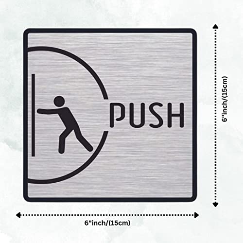 Image of CVANU Silver Acrylic PUSH-PULL Self-Adhesive Sign Board for Office /Hospital /Cafe Sign Board (set of 2) c78