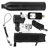 Alomejor DIDEEP 0.5L Scuba Oxygen Underwater Breather Zum Tauchen Scuba Diving Set mit Adapter (Schwarze Sauerstoffflasche + Schwarze)