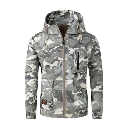 Men’s Water-Resistant Windproof Rain Jacket 4 Pockets Outdoor Windbreaker Relaxed Fit for Spring&Fall