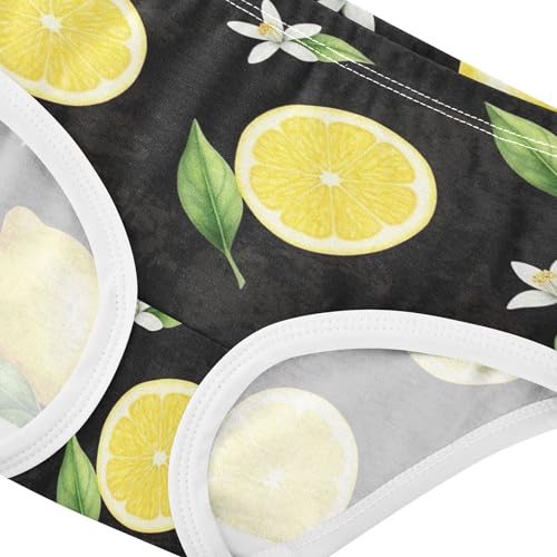 Girls Underwear Toddler 2t Cotton Cute Panties Girl Print Kids Briefs Undies Watercolor Lemons White Floral Black4