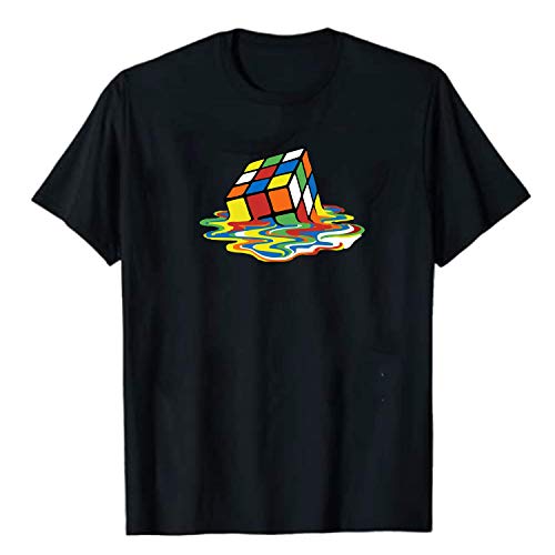 Melted Rubi Cube 3D Model Puzzle T-Shirt, Melting Rubi Cube Shirt. Unisex T-Shirt Casual Short Sleeve