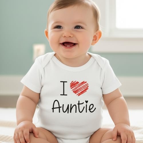 I Love Auntie Bebek Body, Beyaz Pamuk Zıbın, Teyze Hala Temalı, Yenidoğan Kıyafeti (0-3 AY) - Görsel 4