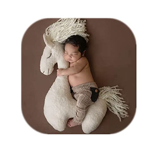 Coberllus Newborn Photography Props Alpaca Llama Horse Stuffed Animal Posing Pillow Baby Boys Girls Photo Studio Shoot Prop (White) #TOP14