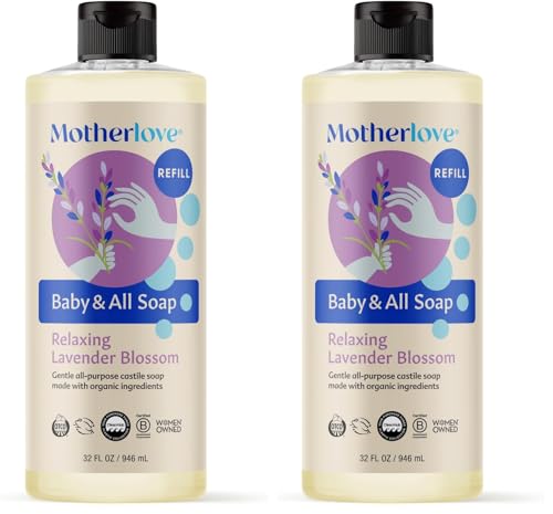 Image of Motherlove Baby & All Soap (32 oz) Gentle Foaming All-Purpose Castile Soap Made with Organic Ingredients - Relaxing Lavender Blossom (Pack of 2)