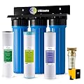 iSpring Whole House Water Filter System w/Auto-Flushing Spin Down Sediment Filter, Water Descaler, GAC+KDF, and Carbon Block Filter, WGB32B-KDS+WSP50ARB