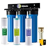 iSpring Whole House Water Filter System w/Auto-Flushing Spin Down Sediment Filter, Water Descaler, GAC+KDF, and Carbon Block Filter, WGB32B-KDS+WSP50ARB