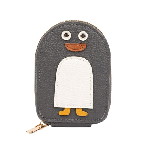 MiOYOOW Zippered Card Wallet, Penguin Shape Accordion Wallet Credit Card Holder with 11 Slots for Credit Card ID Cards Driver's Licenses