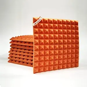 MMT Acoustix Soundproofing Pyramid Acoustic Foam Panels | High Density Sound Absorber | 54 Pcs of 1x1 Feet 1 Thick | Orange
