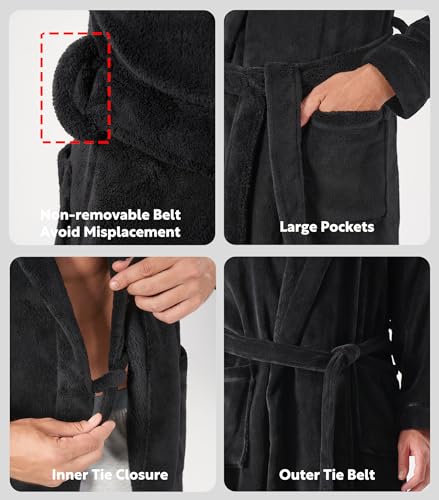 Image of DAVID ARCHY Men's Soft Fleece Plush Robe Full Length Long Bathrobe