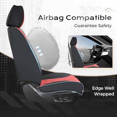 Image of Coverado Car Seat Covers, Front Covers for Cars, Car Seat Cover Front Seats, Car Seat Protector Waterproof, Leather Car Seat Cushion, Universal Interior Covers Seat Protectors for Most Cars