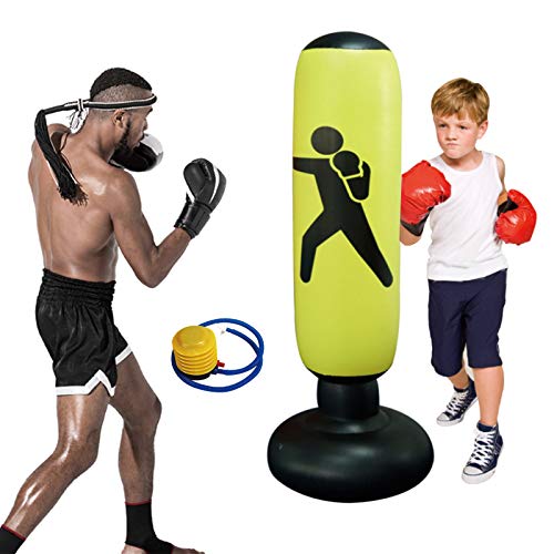 Sac de Boxe Gonflable pour Enfants, piédestal de Boxe, Sacs de Boxe de Vitesse, Sac de Frappe pour Enfants, Support de Sac de Frappe Robuste pour pratiquer Le karaté, Le Taekwondo, Le MMA Cover