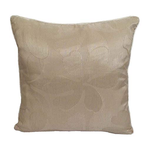 Pillowerus Satin/Chenille Damask Pattern Cream/Silver Effect 18X18 Decorative/Throw Pillow Case #TOP1