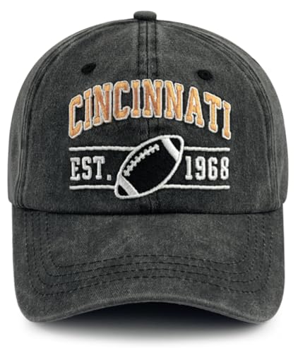 Terojnkl Embroidered City Football Hat for Men Women, Adjustable Unisex Cotton Fans Baseball Cap