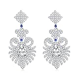 Pytali Pendientes colgantes de plata de ley, aretes colgantes únicos para novia, regalo de cumpleaños, aretes de San Valentín para esposa, joyería retro vintage para mujer, plata de ley, circonita