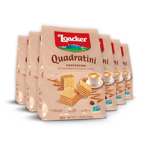 Image of Loacker Quadratini Cappuccino Wafer Cookies, 30% Less Sugar, 6-Pack