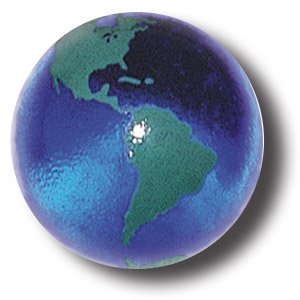 Shasta Visions Blue Earth Marble with Green Continents, Recycled Glass, 5 in A Pouch, .9 Inch Diameter