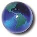 Blue Earth Marble With Green Continents, Recycled Glass, 5 In A Pouch, 1 Inch Diameter
