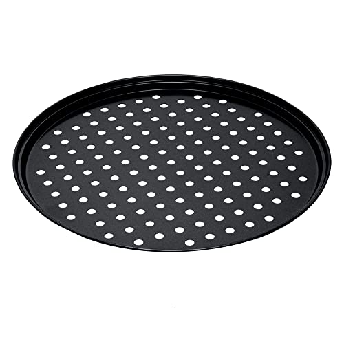 Restaurantware Met Lux 13 Inch Pizza Pan With Holes 1 Heavy-Duty Pizza Pan With Holes - Perforated Non-Stick Carbon Steel Pizza Crust Pan Keeps Pizza Fresh For Any Food Service Establishments by Restaurantware - Used condition - US$6.58