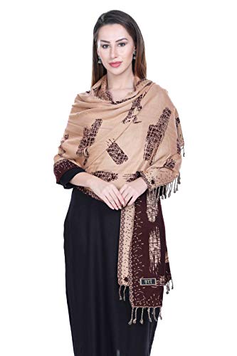Image of KRITI Paisley Design Woollen Beige Color Shawl For Women