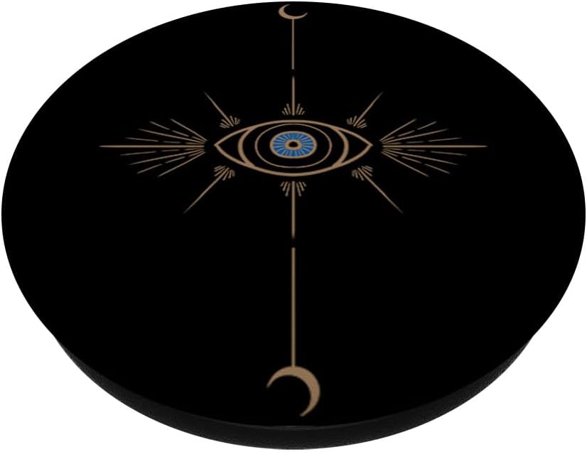 Minimal Half Moon Blue Evil Eye Galaxy Space Spiritual Gift PopSockets Adhesive PopGrip - Image 2