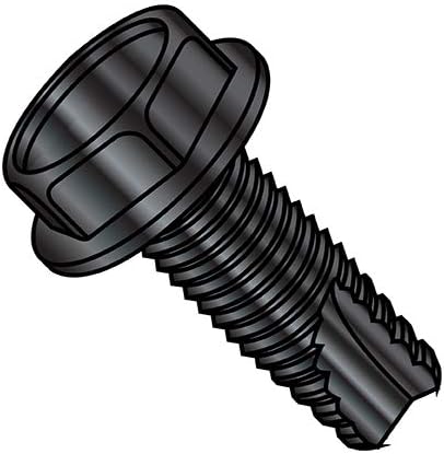 6-32X7/8 Unslotted Indented Hex Washer Thread Cutting Screw Type 23 Full Thread Black Oxide (Pack Qty 6,000) BC-06143WB by Shorpioen