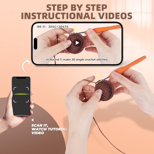 Image of MOREJMTT Crochet Kit for Beginners, Learn to Crochet, Include Easy Knitting Soft Yarn, Step-by-Step Video Tutorial, Hook, Holiday Birthday Gift for Adults (Polar & Brown Bears)